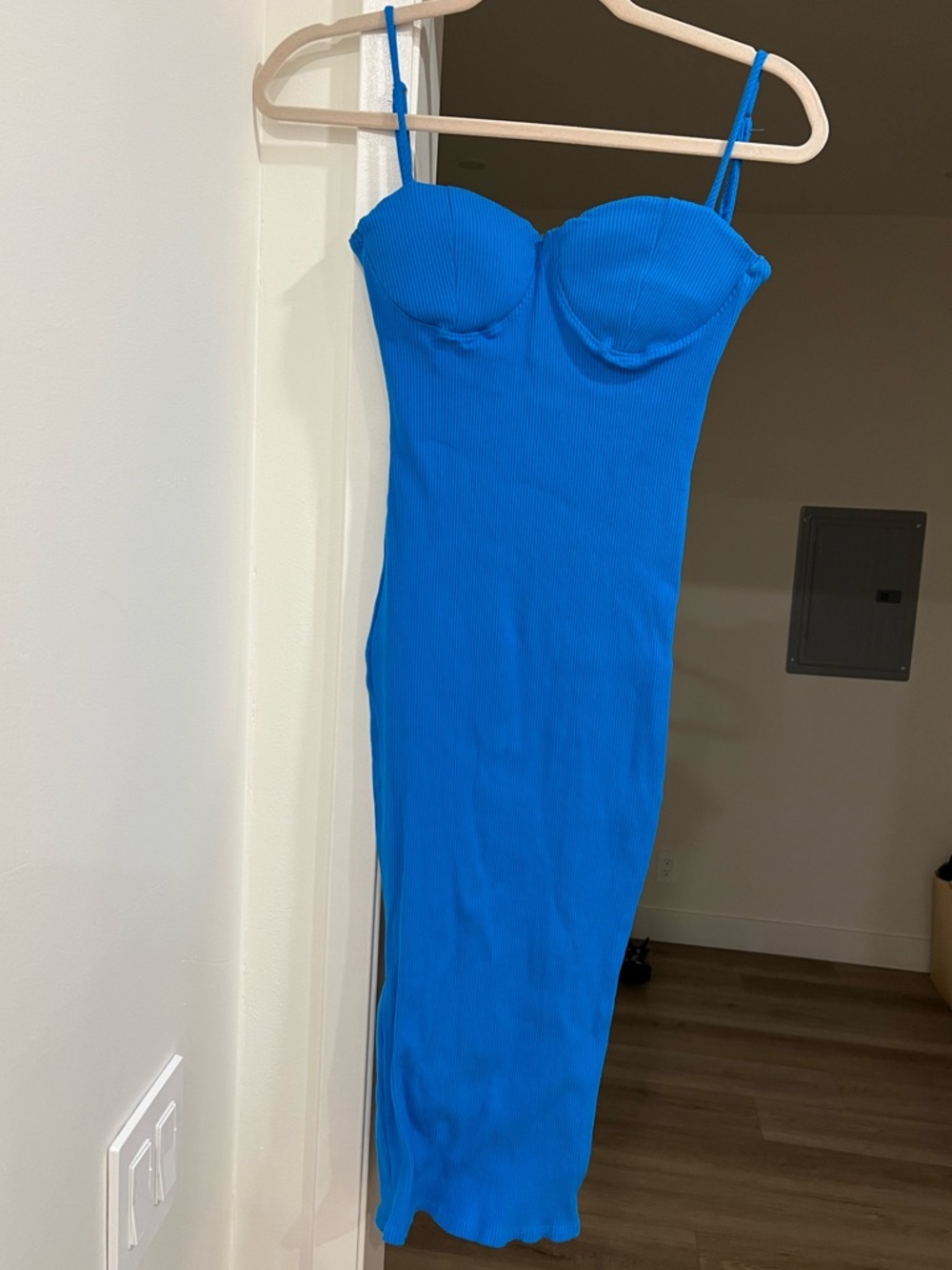Fashion Nova Vibrant Blue Ribbed Bustier Midi Dress